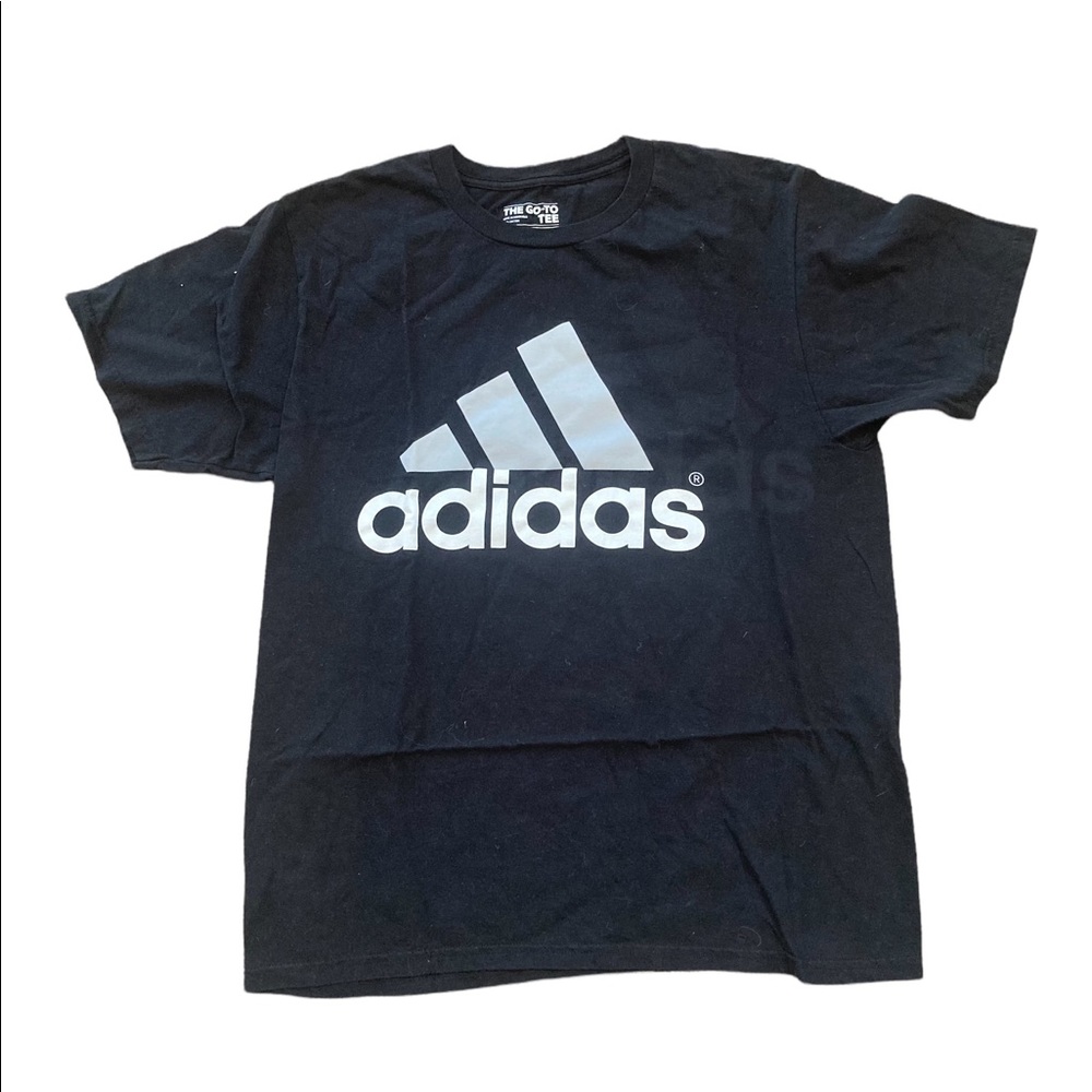 Adidas Short Sleeve Sports T Shirt Mens Size L Black The Go-To Cotton Blend.